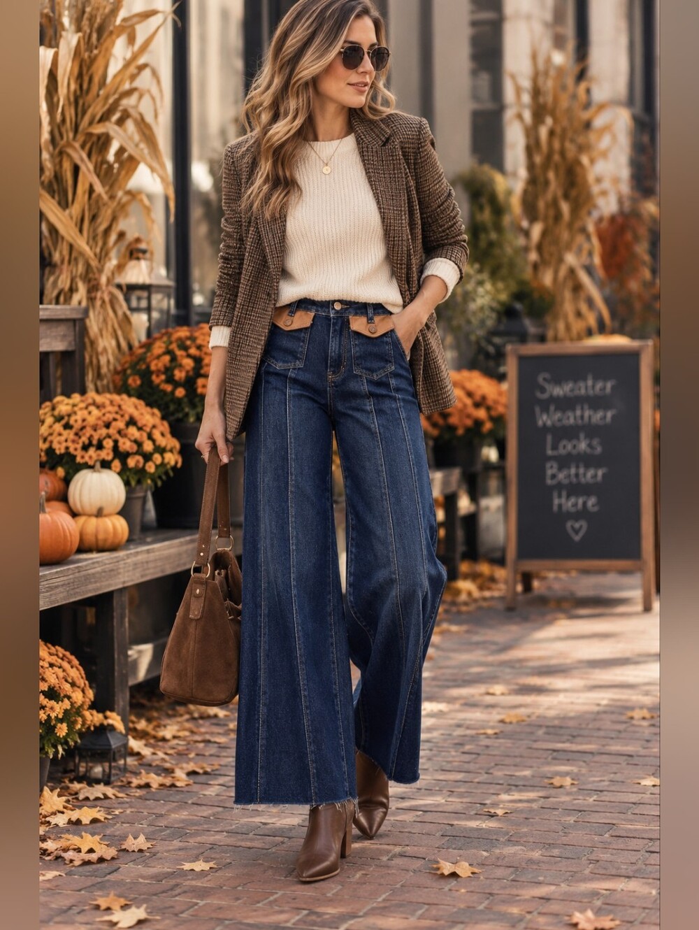 RISEN Women's Flare Jeans Front Seam Leather Flap Patch Pocket Dark Various NEW - Picture 5 of 15